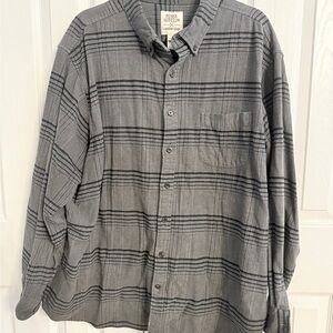 Lands' End BLAKE SHELTON Black and Gray Striped Button Down Plus 3x Shirt EUC DK